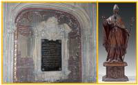 Grabmal des Bischofs in der Metzer Kathedrale und eine Staue von ihm